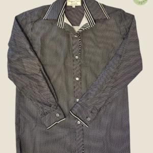 #220 – Black base shirt with an all-over white microdot print. This design is highlight