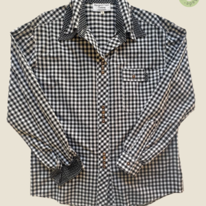 #109 – This shirt is crafted from a crisp, mid-weight gingham fabric in a classic black