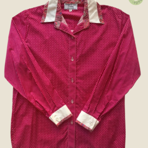 #227 – This professional shirt is made from a lightweight fuchsia fabric featuring an a