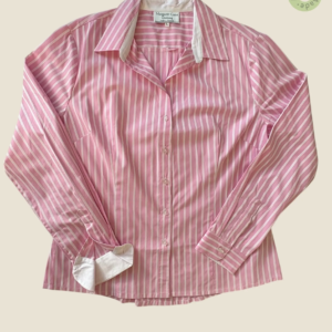 #502 – This shirt is made from a lightweight fabric featuring a classic pink and white