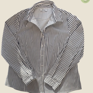 #506 – A classic professional shirt featuring a sharp black and white vertical stripe.