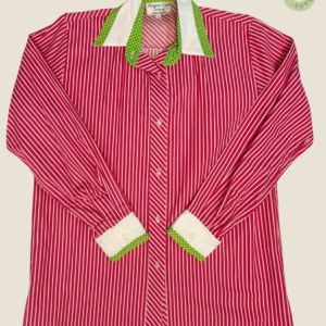 #232 – This professional shirt features a vibrant fuchsia and white vertical stripe. It