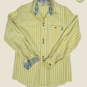 #116 – This shirt is crafted from a slightly thicker cotton featuring lime green with w