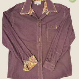 #129 – This professional shirt features a burgundy base with a fine white micro-dot pat