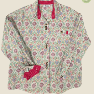 #125 – This professional shirt features an intricate, repeating pattern of stylized flo