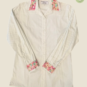 #286 – This shirt features a white base with a dense grey micro-dot pattern throughout